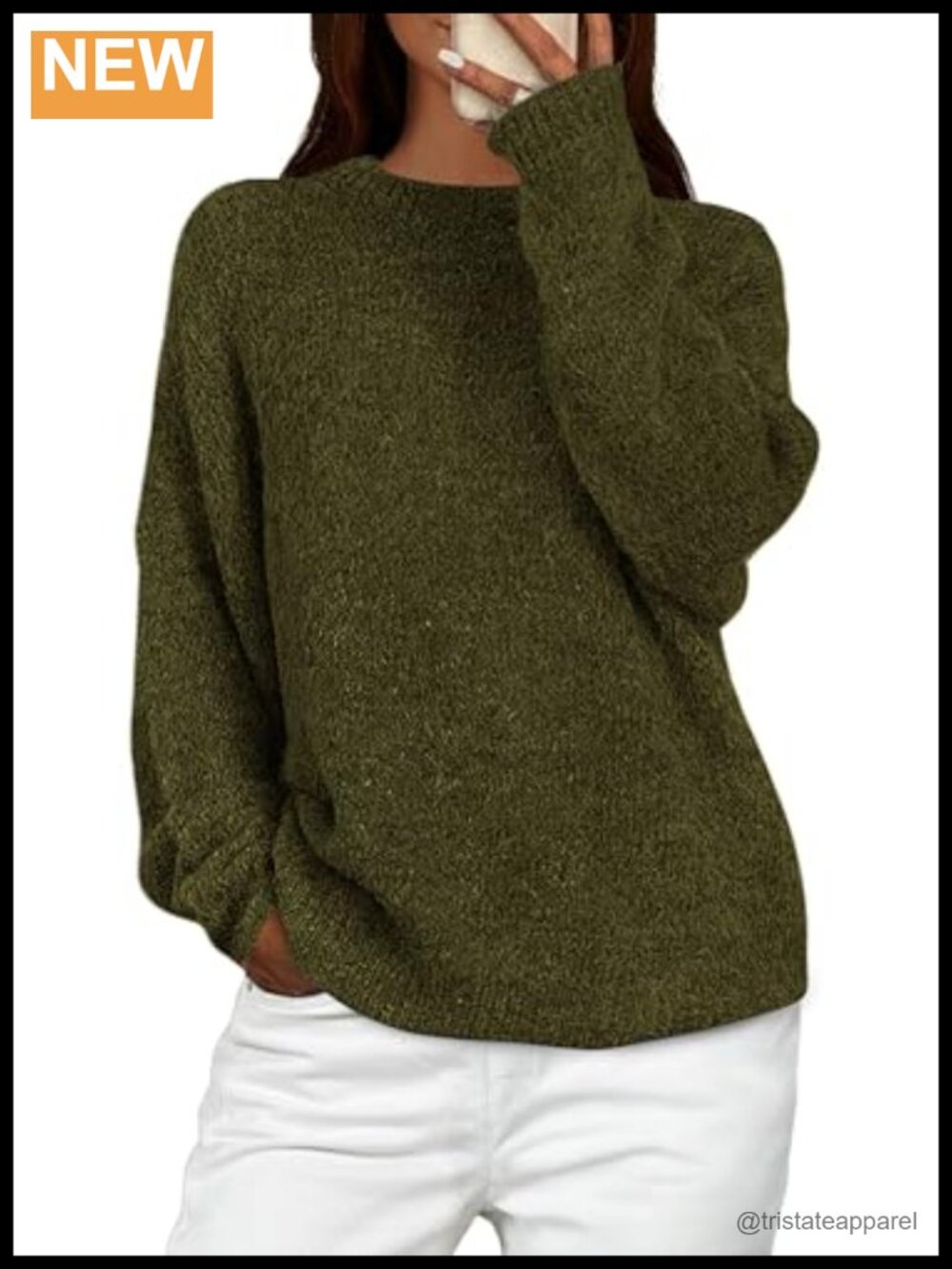Chunky Knit Long Sleeve Pullover Sweater Women Fuzzy Crew Neck Cozy Fall Top